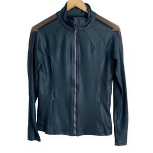 Electric Yoga Coil Green Metallic Zip Front Work out Jacket S